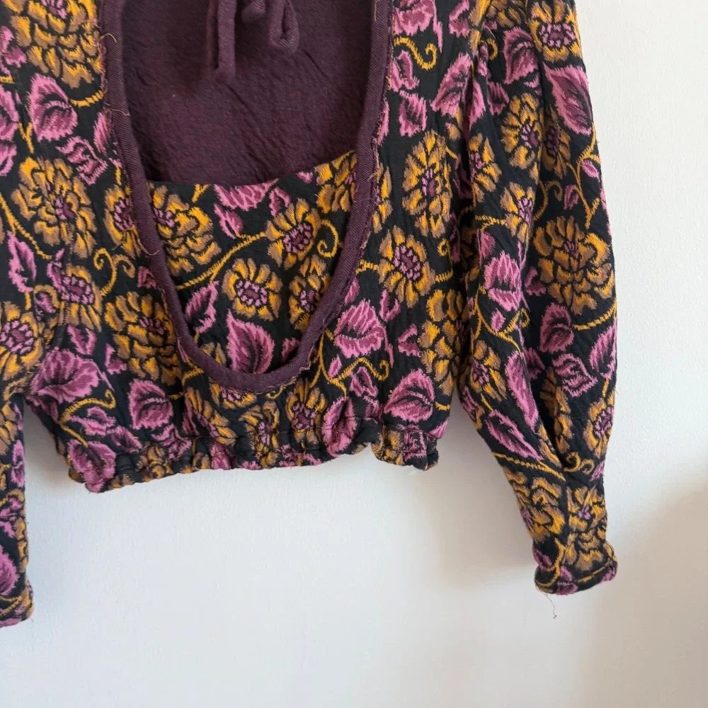 Free People No Ordinary Top Tapestry Print Long Sleeve Size XS